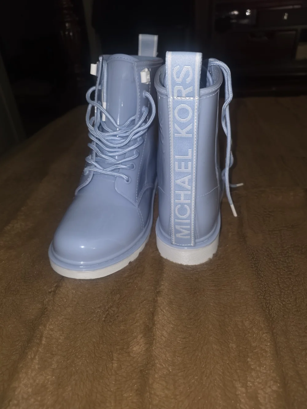 MICHAEL KORS Women's Light Blue Lace-Up Rain Boots